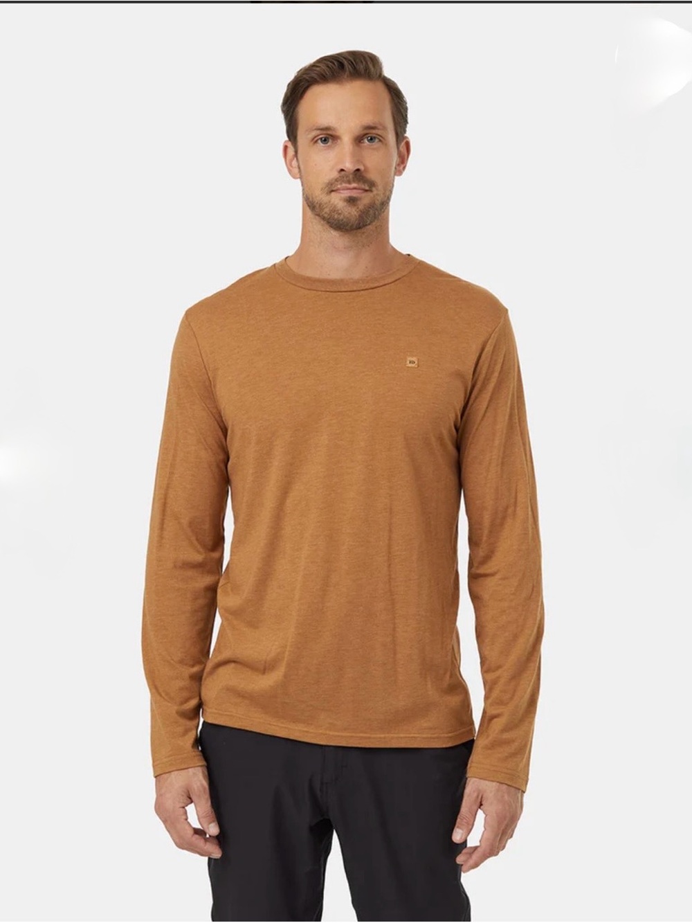 Tentree Baker TreeBlend Classic Long sleeve Camel Heather Brown Recycled
